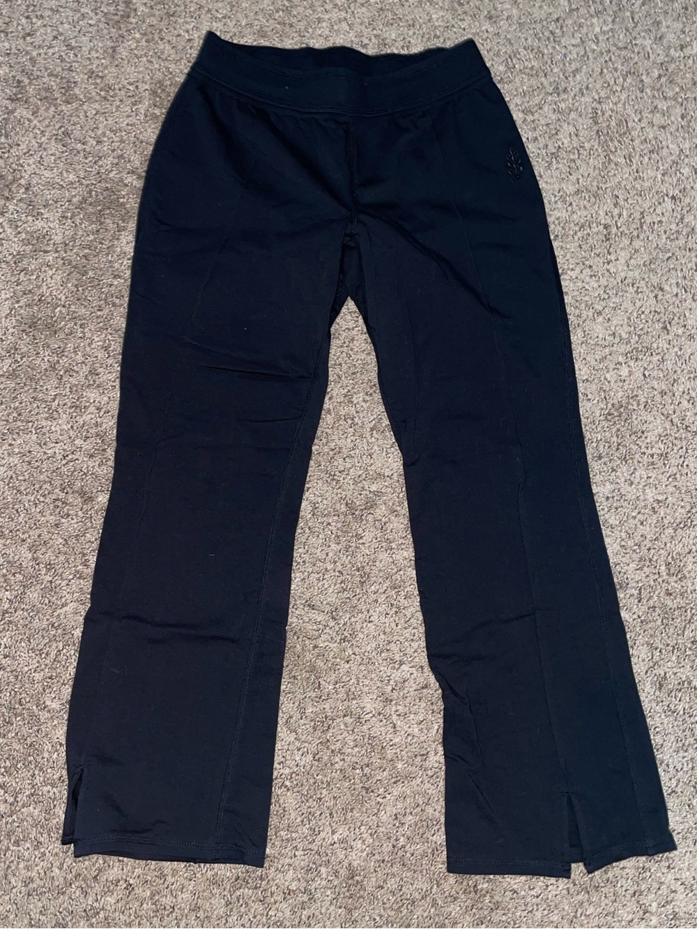 Free People Black Wide-Leg Pull-On Capris with Hem Slits